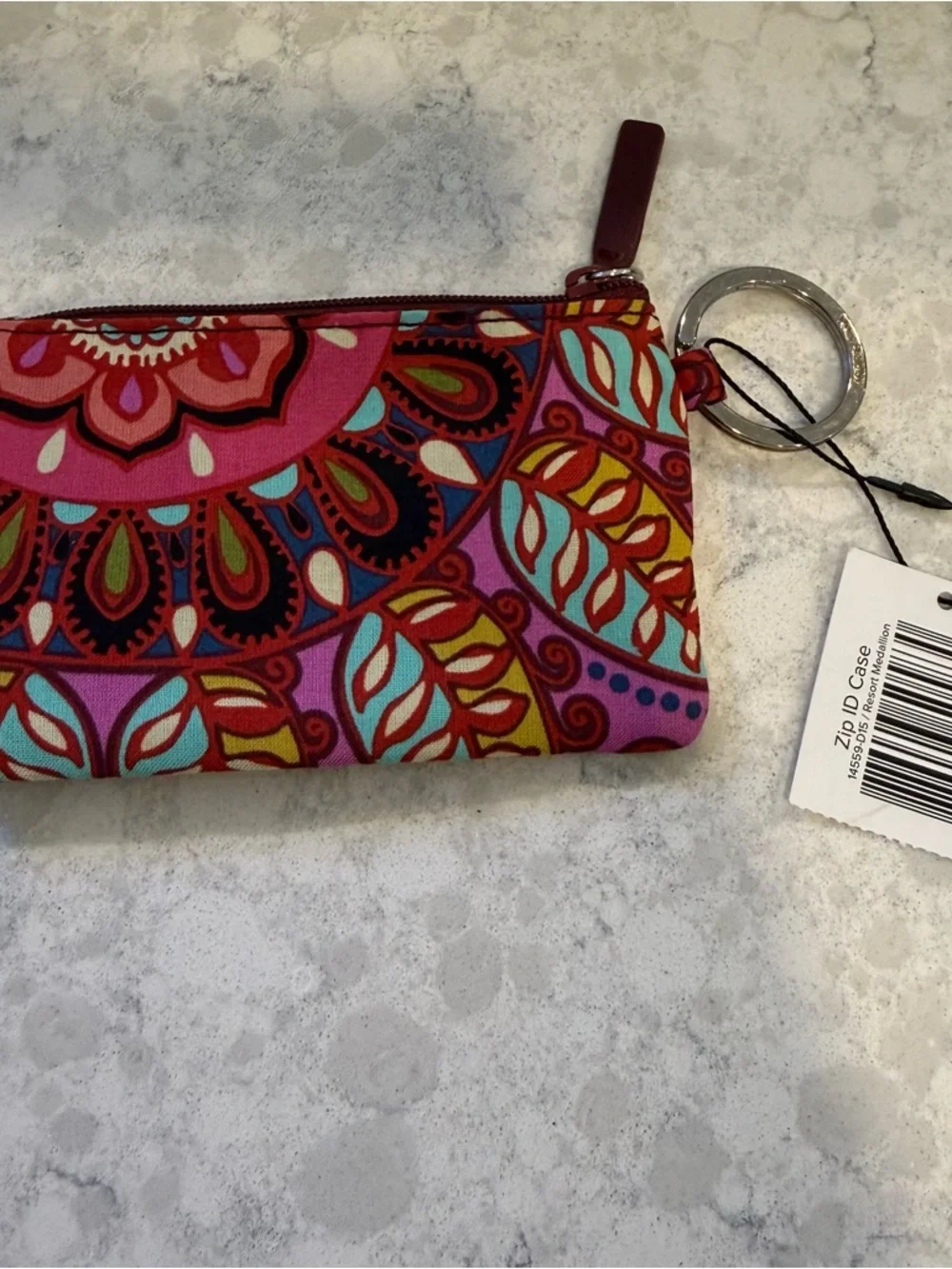 Vera Bradley Zip ID Case Keychain in Resort Medallion - Picture 3 of 5
